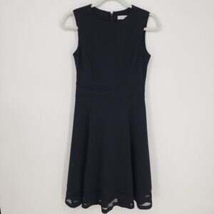 Calvin Klein Fit & Flare Cocktail Dress 2 Sleeveless Illusion Striped Black